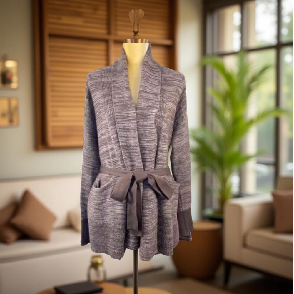 Simply Vera cardigan open front pockets  pockets & tie waist Large